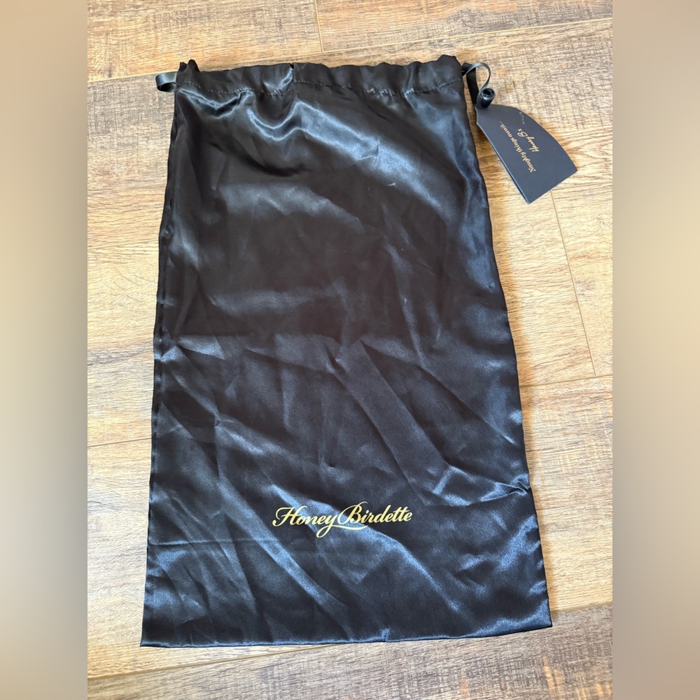 Honey Birdette Lingerie Drawstring Black Chiffon Silk Bag with Tag